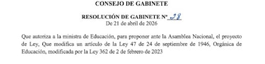 Gabinete autoriza modificar ley que fija 7% del PIB para educación en Panamá