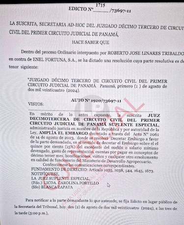 Juez ordena el embargo de parte del salario del ministro Roberto Linares, por un conflicto con Enel Fortuna