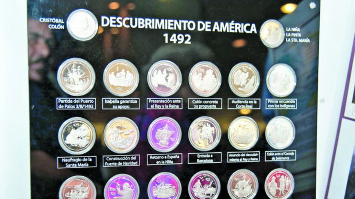 Presentación de la colección de monedas conmemorativas al descubrimiento de América y a Cristóbal Cólon.