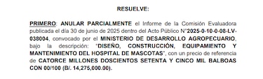 Hospital de Mascotas: proceso de adjudicación se retrasa por reclamo acogido