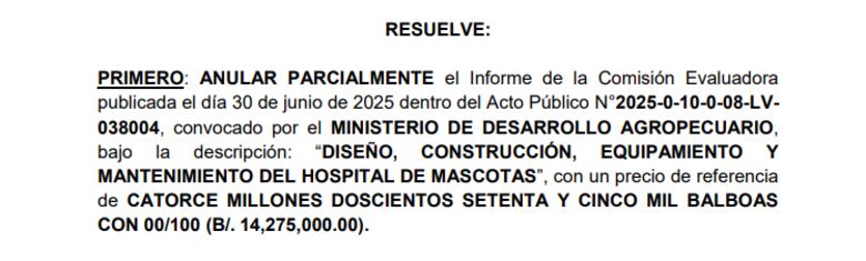 Hospital de Mascotas: proceso de adjudicación se retrasa por reclamo acogido