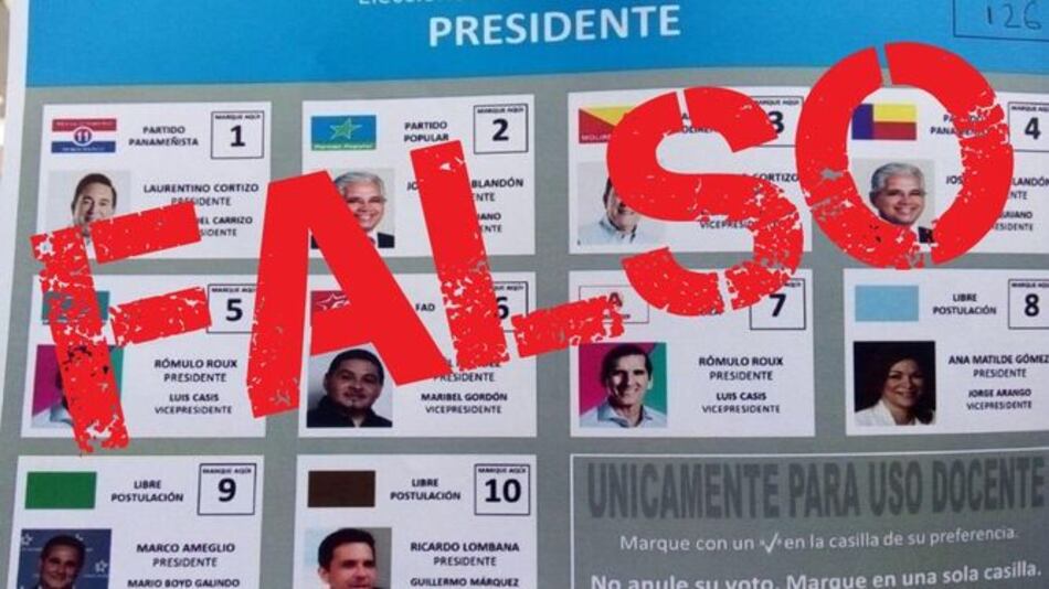 Tribunal Electoral denuncia que circula una falsa papeleta de candidatos a la Presidencia