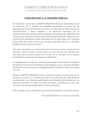 Panamá empezará trámite para la extradición de vinculado al caso Alas Chiricanas