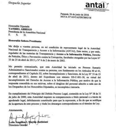 Antai inicia un proceso 'administrativo sancionador' a Yanibel Ábrego por no informar debidamente sobre la planilla 080