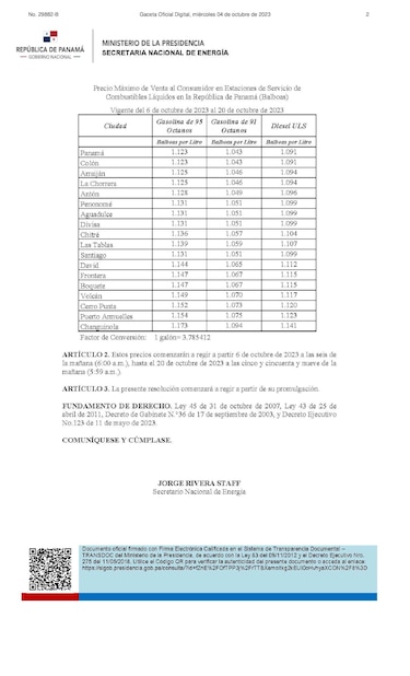 Precios regulares de los combustibles registrarán una disminución