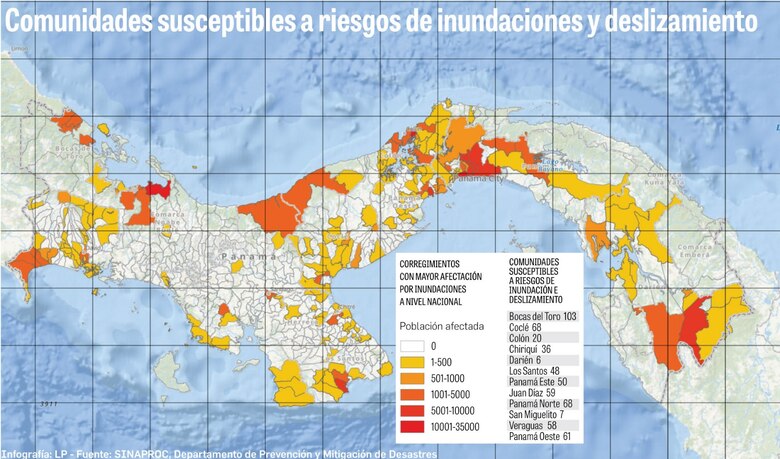 Más de 550 comunidades son susceptibles a inundaciones y deslizamientos