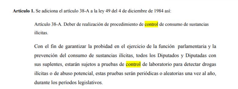 Antidopaje a diputados: ¿podrá incluirse en el reglamento interno de la Asamblea?