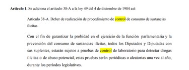 Antidopaje a diputados: ¿podrá incluirse en el reglamento interno de la Asamblea?