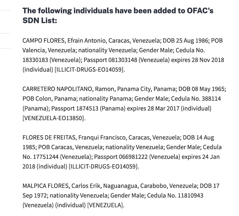 Estados Unidos incluye a Ramón Carretero Napolitano en la Lista Clinton