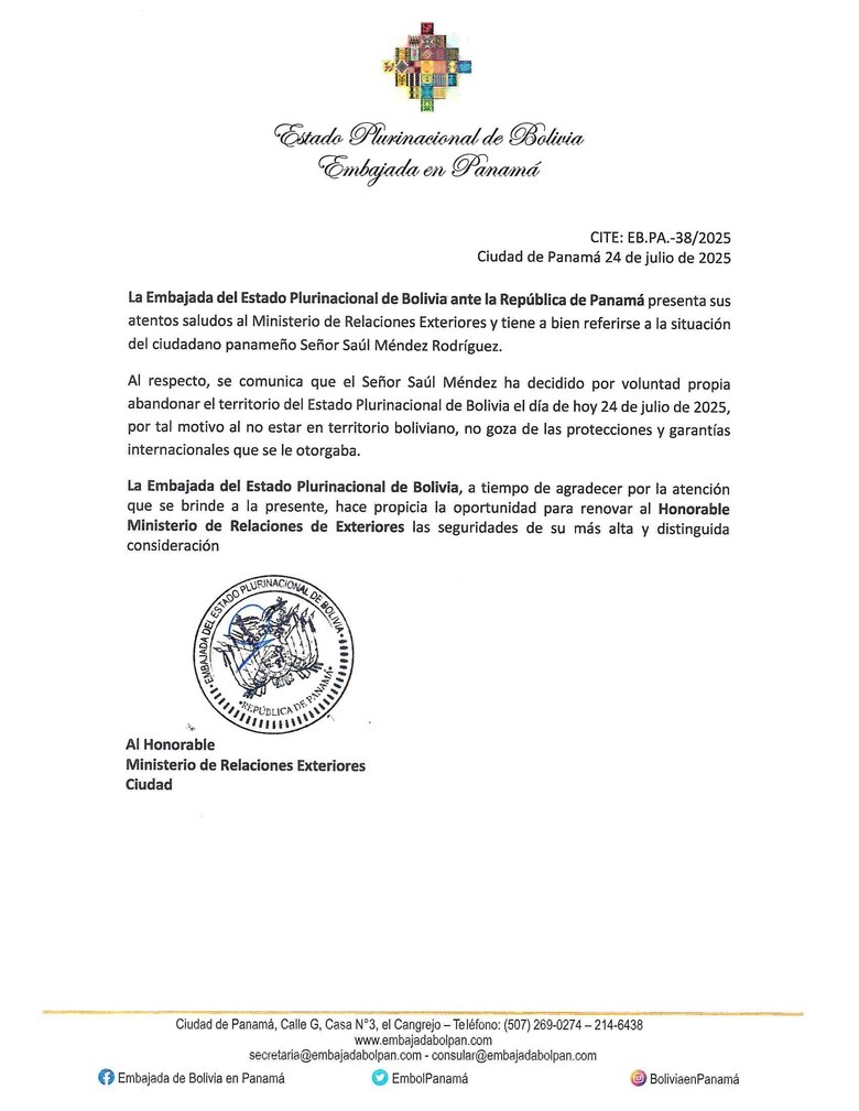 Prófugo internacional: Saúl Méndez sale de Bolivia; Panamá emitirá alerta roja