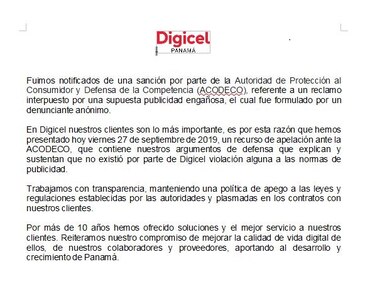 La Acodeco multa a Digicel; la empresa responde con apelación
