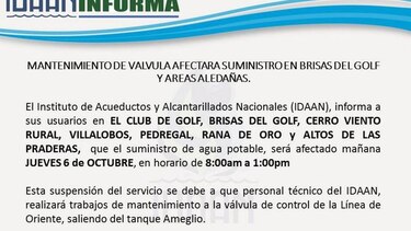 Varias comunidades están sin agua por trabajos en válvula