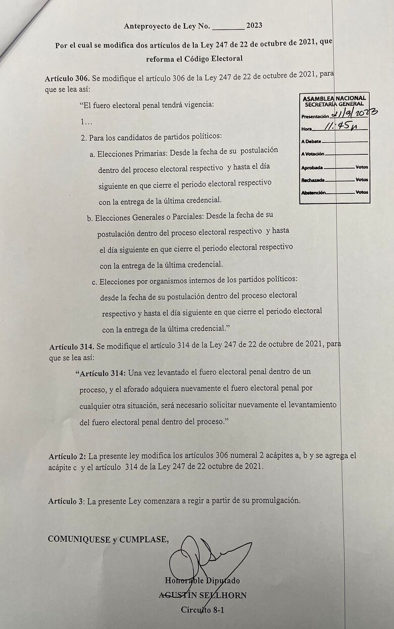 Diputados proponen más cambios al ‘Código Electoral’; Agustín Sellhorn quiere ampliar el fuero