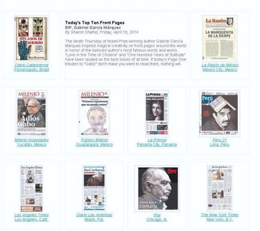 Portada de ‘La Prensa’ dedicada a Gabo entre las 10 mejores, según Newseum