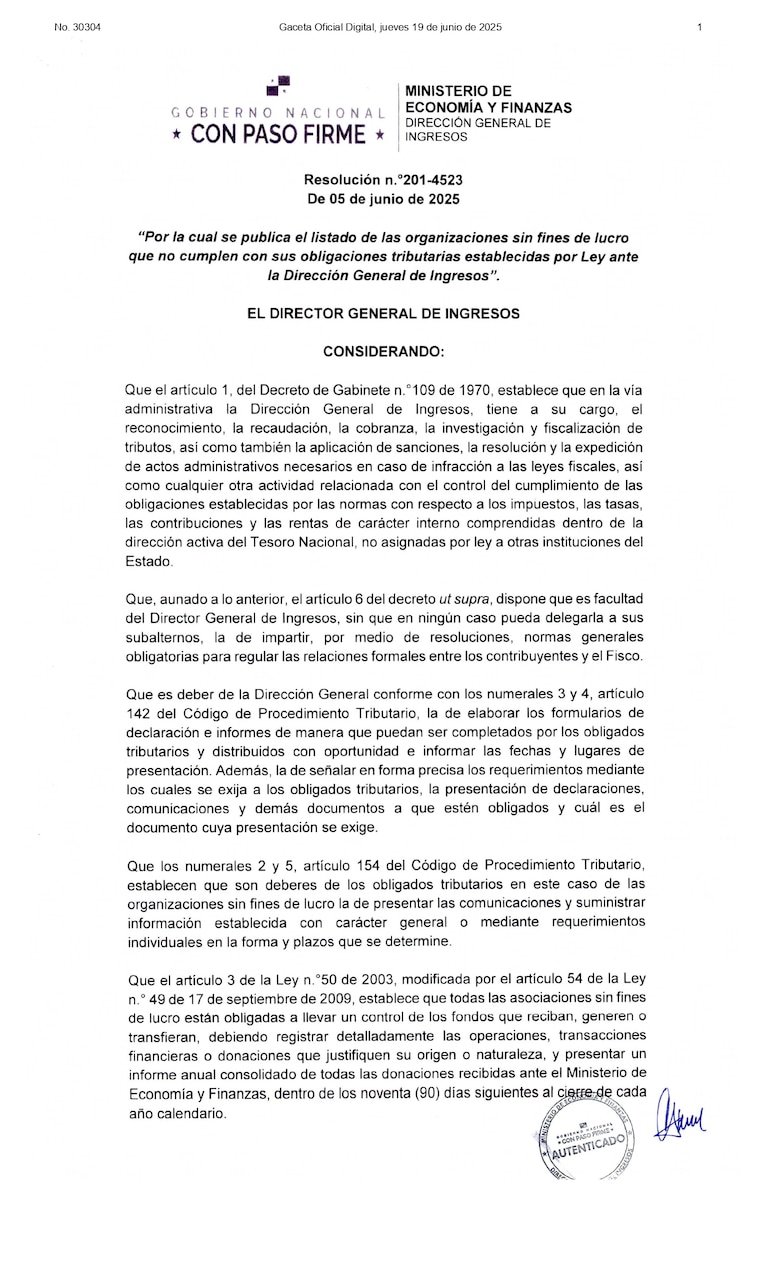 DGI revoca el beneficio fiscal a organizaciones sin fines de lucro, academias deportivas y agrupaciones religiosas; conoce cuáles son