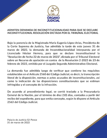 Corte admite recurso de inconstitucionalidad contra el fallo del TE que mantuvo el fuero a Martinelli