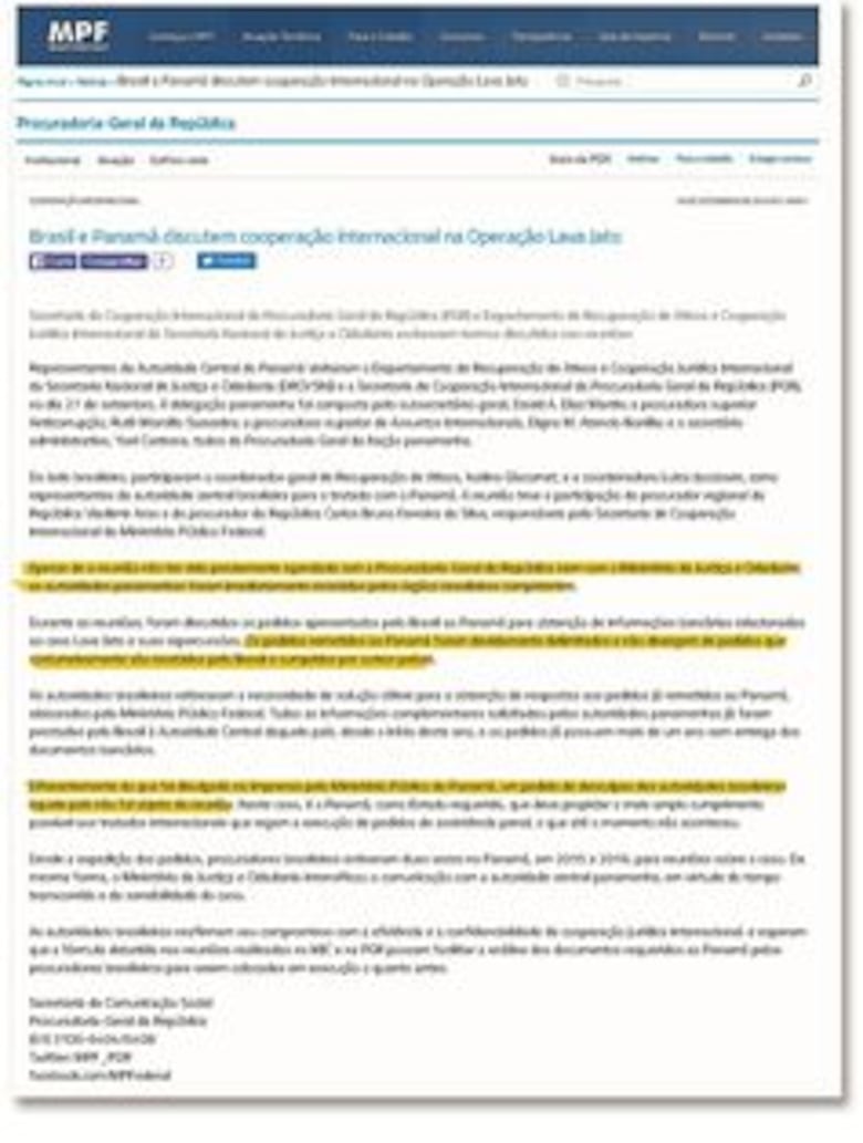 Brasil desmiente a fiscales de Panamá