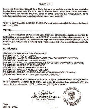 La CSJ ordena a la Presidencia entregar el desglose de todas las compras en pandemia