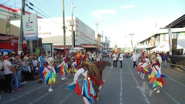 Vistoso desfile folclórico y de carretas en la ciudad de Santiago
