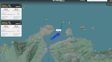 Dos aviones de combate F-18 de Estados Unidos sobrevuelan el golfo de Venezuela