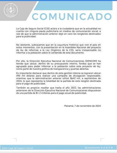 CSS gestiona partida de casi medio millón de dólares para campaña de divulgación de las reformas