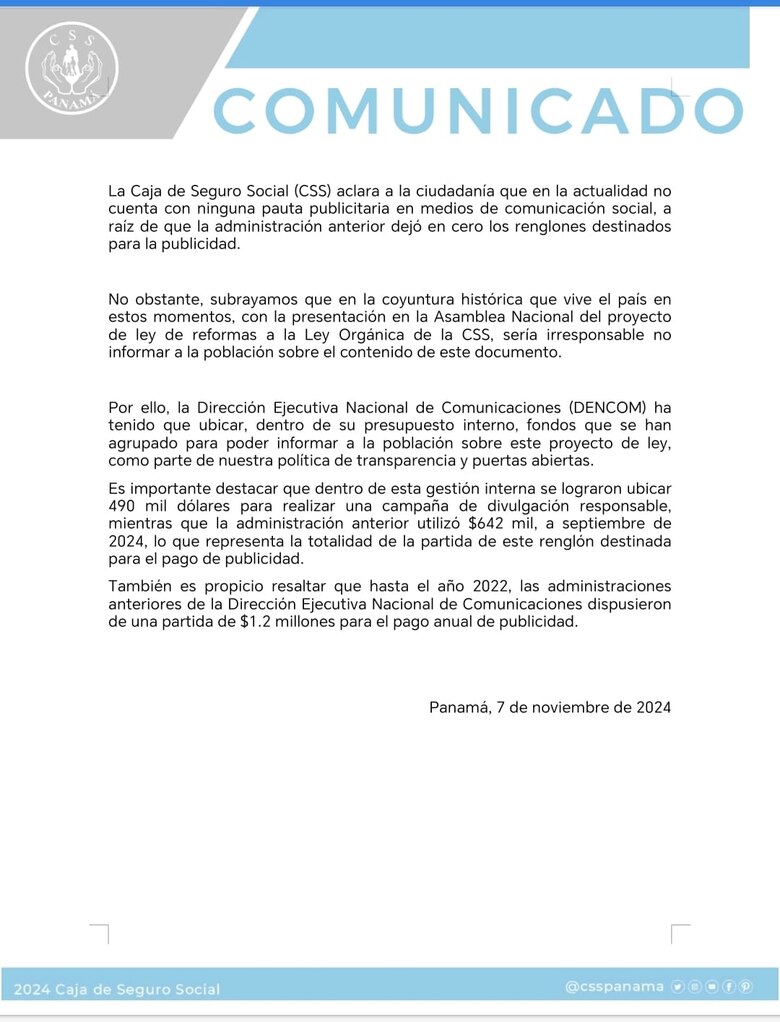 CSS gestiona partida de casi medio millón de dólares para campaña de divulgación de las reformas