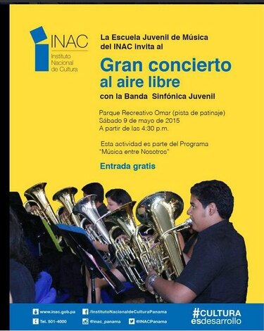 Banda sinfónica juvenil tocará gratuitamente este sábado en el parque Omar