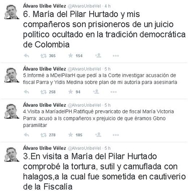 Uribe visita a María del Pilar Hurtado, condenada por espionaje