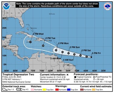 Se forma la tormenta tropical Beryl que puede llegar a ser el primer huracán de 2024