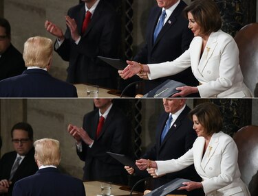 La líder demócrata Nancy Pelosi rompe el discurso de Donald Trump ante el Congreso