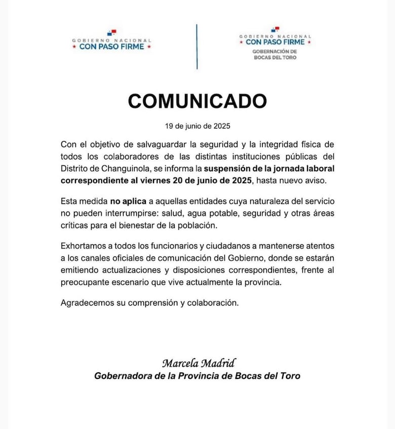 ‘El Estado hará valer su mandato constitucional de garantizar la paz’: Gobierno ante actos de violencia en Bocas del Toro
