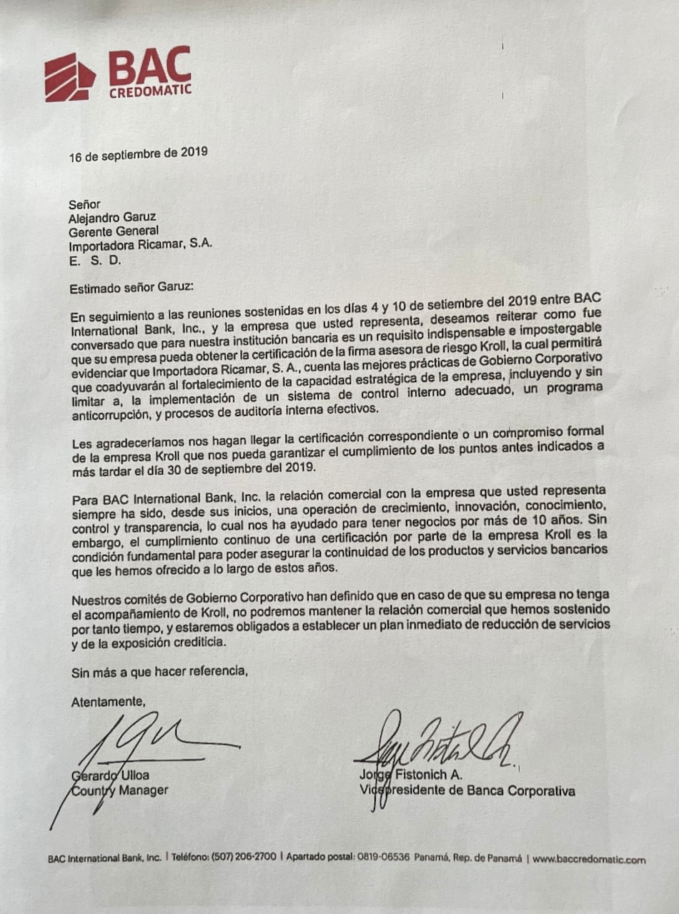 La singular relación de BAC e Importadora Ricamar