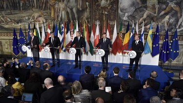 Líderes de la UE reafirman en Roma su unión pese al divorcio con Reino Unido