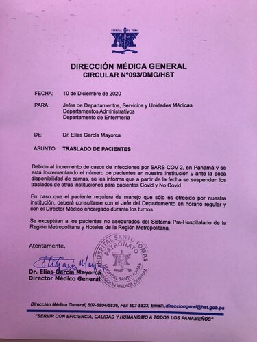 Hospital Santo Tomás, con poca disponibilidad de camas para pacientes Covid-19