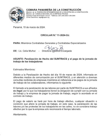 La Capac advierte que solo pagará a quienes se queden laborando y no se sumen a la huelga