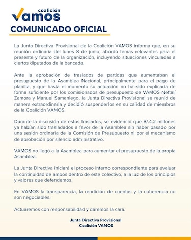 Vamos suspende a Neftalí Zamora y Manuel Samaniego y analiza expulsarlos