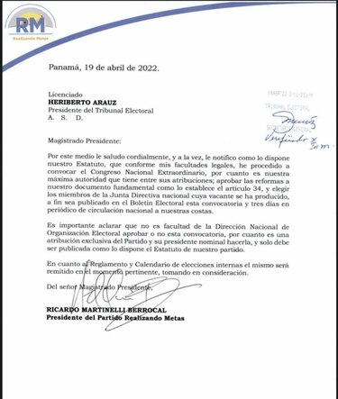 Martinelli buscaría extender el fuero: ahora convoca a elecciones de la directiva de RM, por la renuncia de sus miembros
