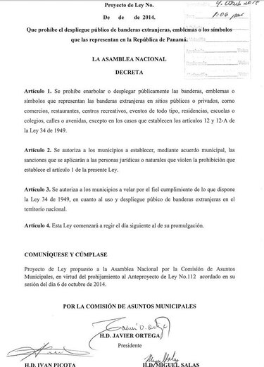 Avanza la ley antibanderas extranjeras en la Asamblea Nacional