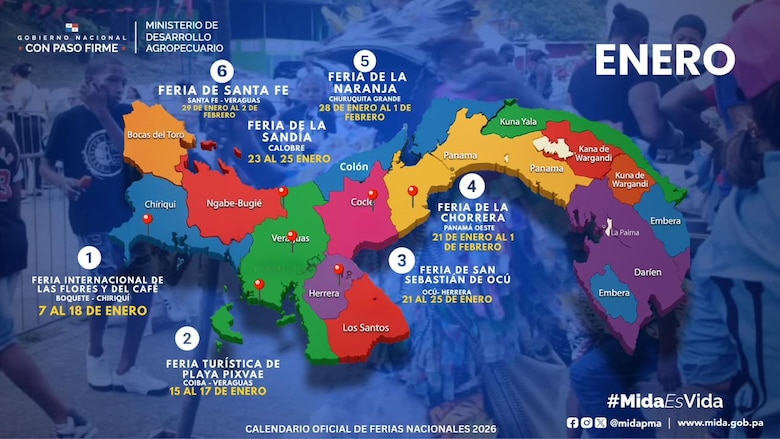 Calendario de ferias nacionales para 2026: serán 39 y empiezan en Boquete