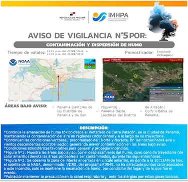 Cerro Patacón: emiten aviso de vigilancia por humo tóxico; el incendio todavía no está controlado en su totalidad