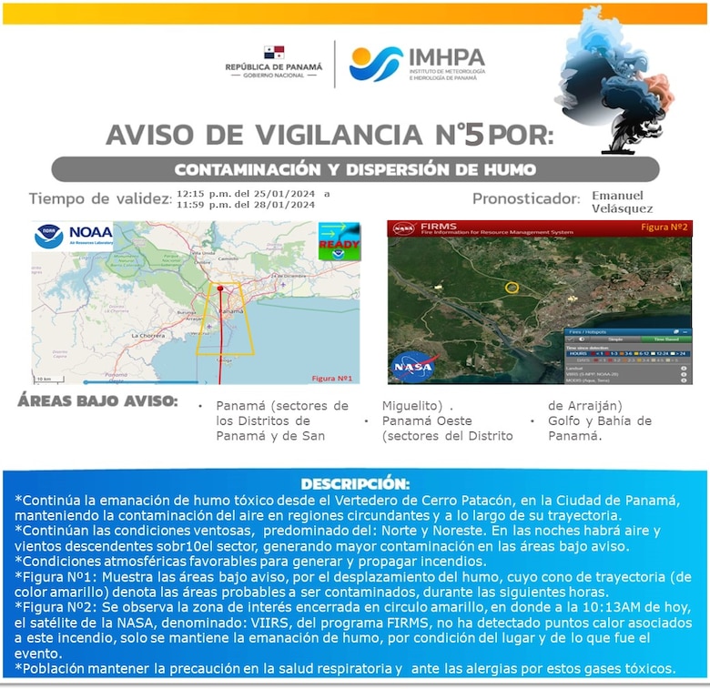 Cerro Patacón: emiten aviso de vigilancia por humo tóxico; el incendio todavía no está controlado en su totalidad