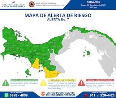 Sinaproc eleva a alerta amarilla a Soná, Mariato y Tonosí por riesgo de inundaciones