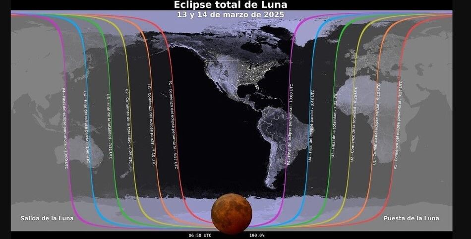 Cuándo y cómo ver el eclipse lunar del 13 y 14 de marzo de 2025