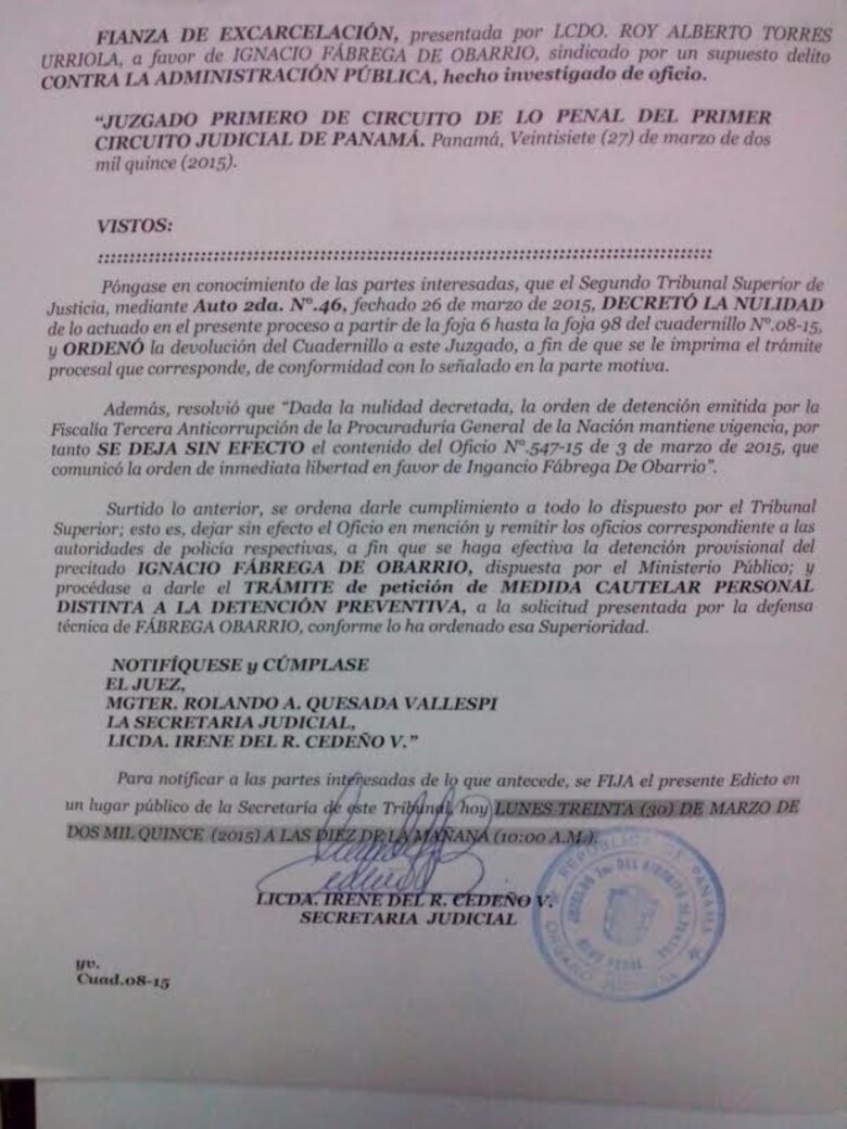 Ordenan recapturar a Ignacio Fábrega, ex jefe del desaparecido Vernon Ramos