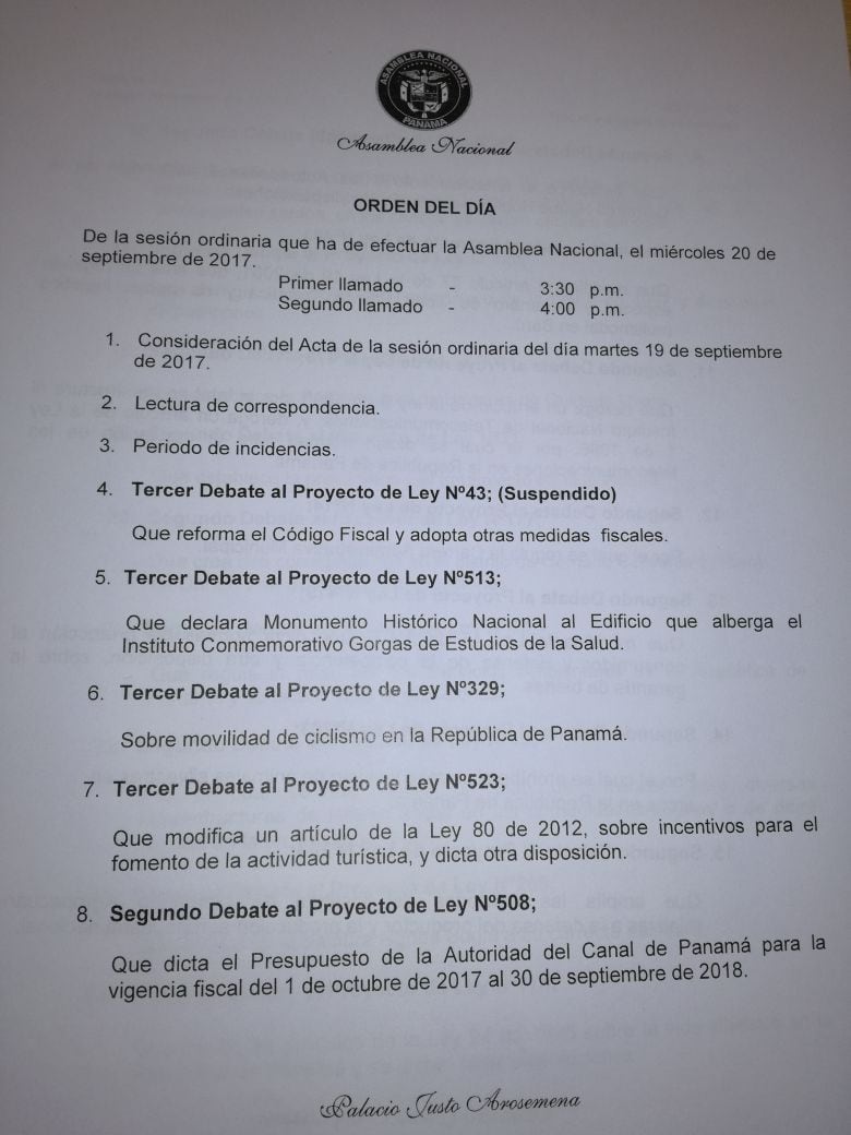 Pleno de la Asamblea baja a primer debate presupuesto del Canal de Panamá