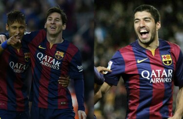 El trío de ataque del Barcelona supera la barrera de los 100 goles