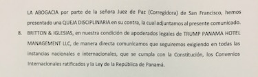 Jueza panameña denuncia amenazas de abogados del hotel Trump