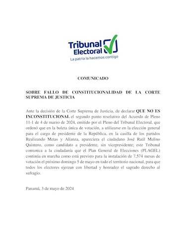 Tribunal Electoral ante el fallo de la CSJ: continúa el plan de elecciones