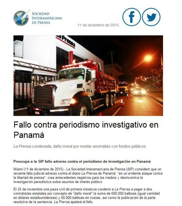 SIP condena fallo judicial contra La Prensa