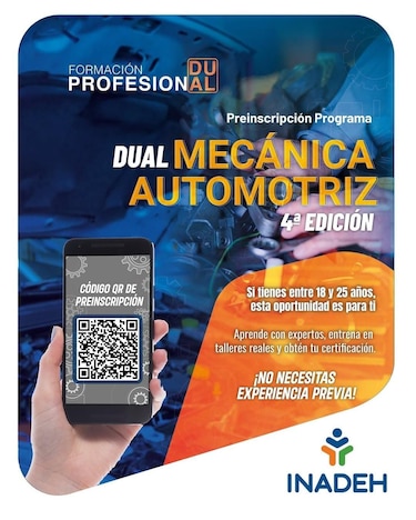 Convocatoria abierta para cuarta edición del programa dual en mecánica automotriz del Inadeh